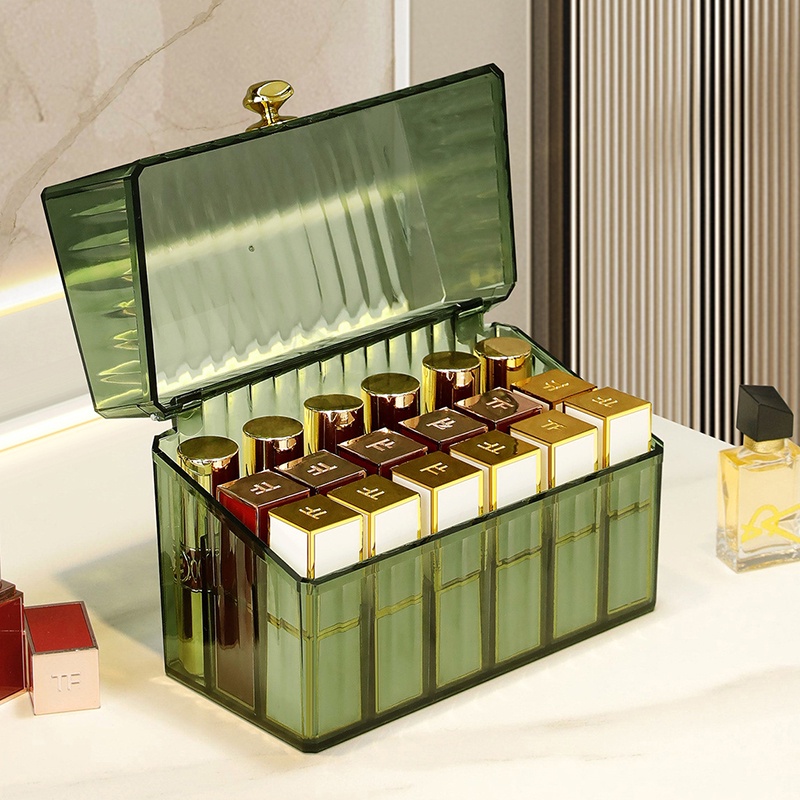 Hộp Đựng Son Môi / Cọ Trang Điểm Bằng Acrylic Trong Suốt Chống Bụi Sang Trọng
