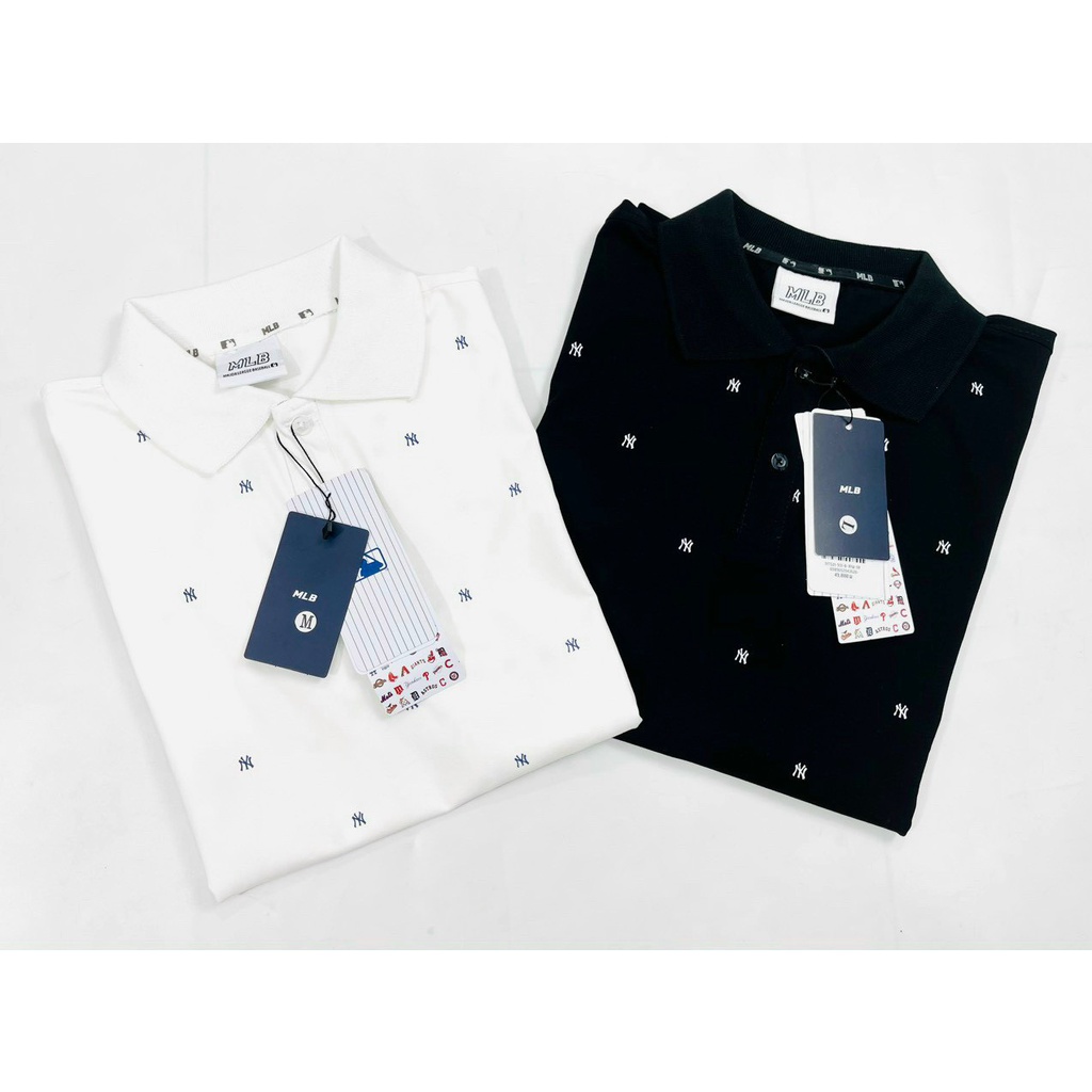 Áo Polo MLB NY Nam Nữ Hàng Xuất Dư 2 Màu Đen Trắng