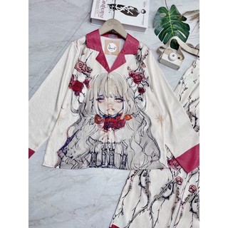 pijama lụa xước hình Cô gái hót hít