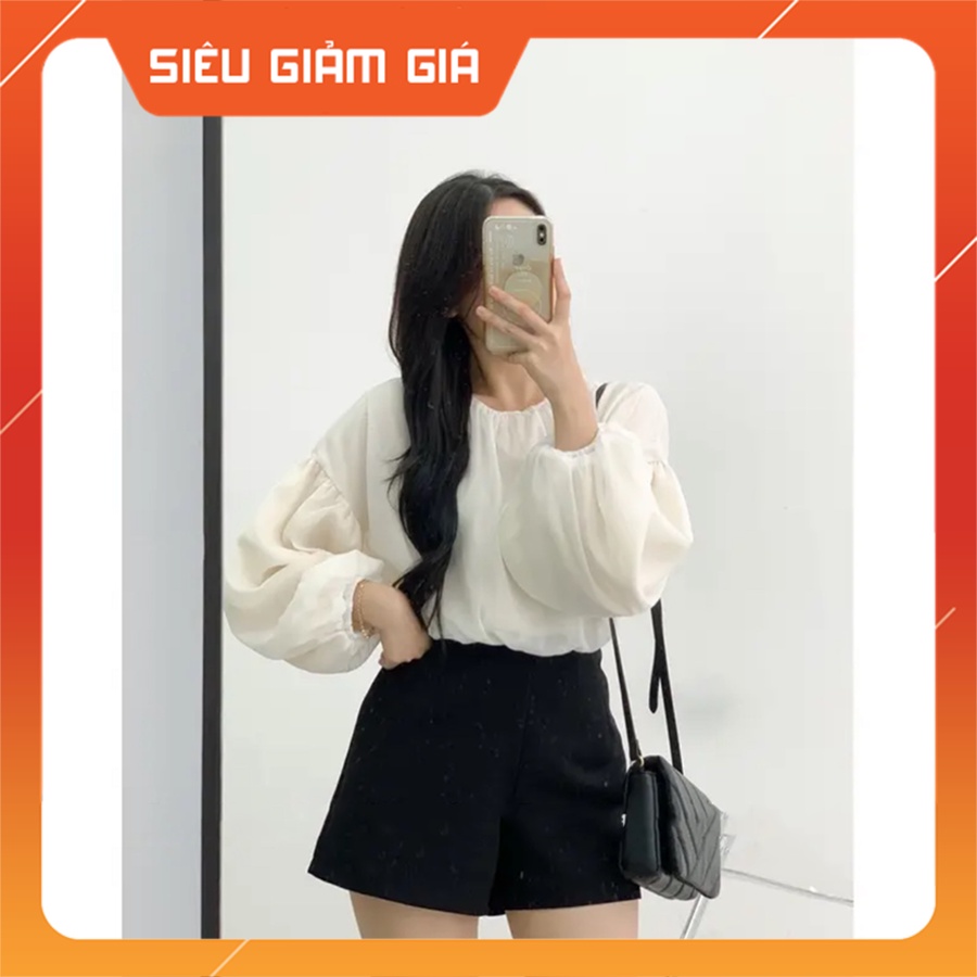 Áo Sơ Mi, Áo Kiểu Tay Bồng Cổ Tròn Bo Eo Dáng Croptop Phong Cách Tiểu Thư M2922 - Teen888