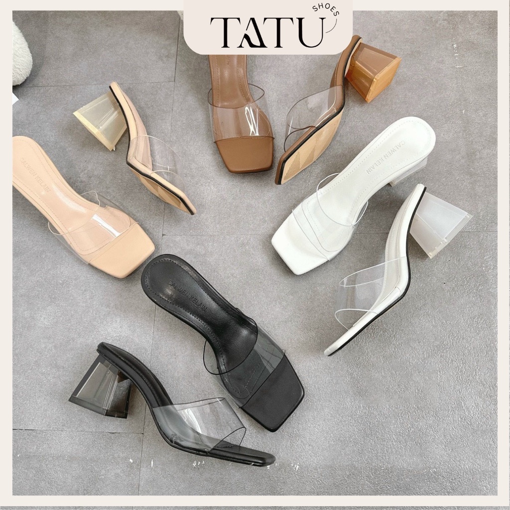 Dép cao gót nữ đế cao 5 phân quai nganh trong suốt, xinh xắn phù hợp đi chơi dạo phố TATU SHOES | PH5K