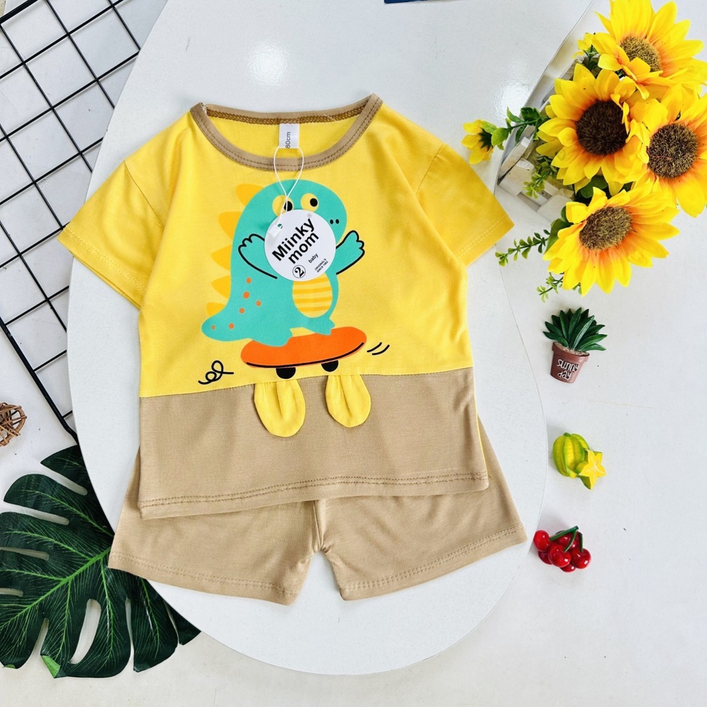 Đồ bộ bé gái , đồ bộ bé trai cộc tay thun lạnh cho bé từ 5kg đến 15kg - JKIDSVN