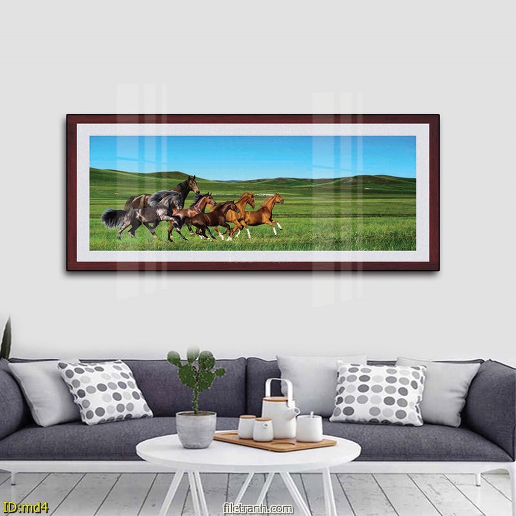 Tranh dán ốp tường Phòng Khách, buồng nghỉ tối tân Mã Đáo item MD4