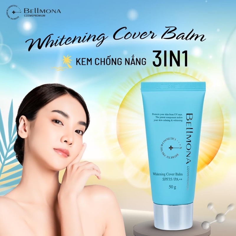 Kem che khuyết điểm, chống nắng, sáng da SPF 35 Whitening Cover Balm Bellmona