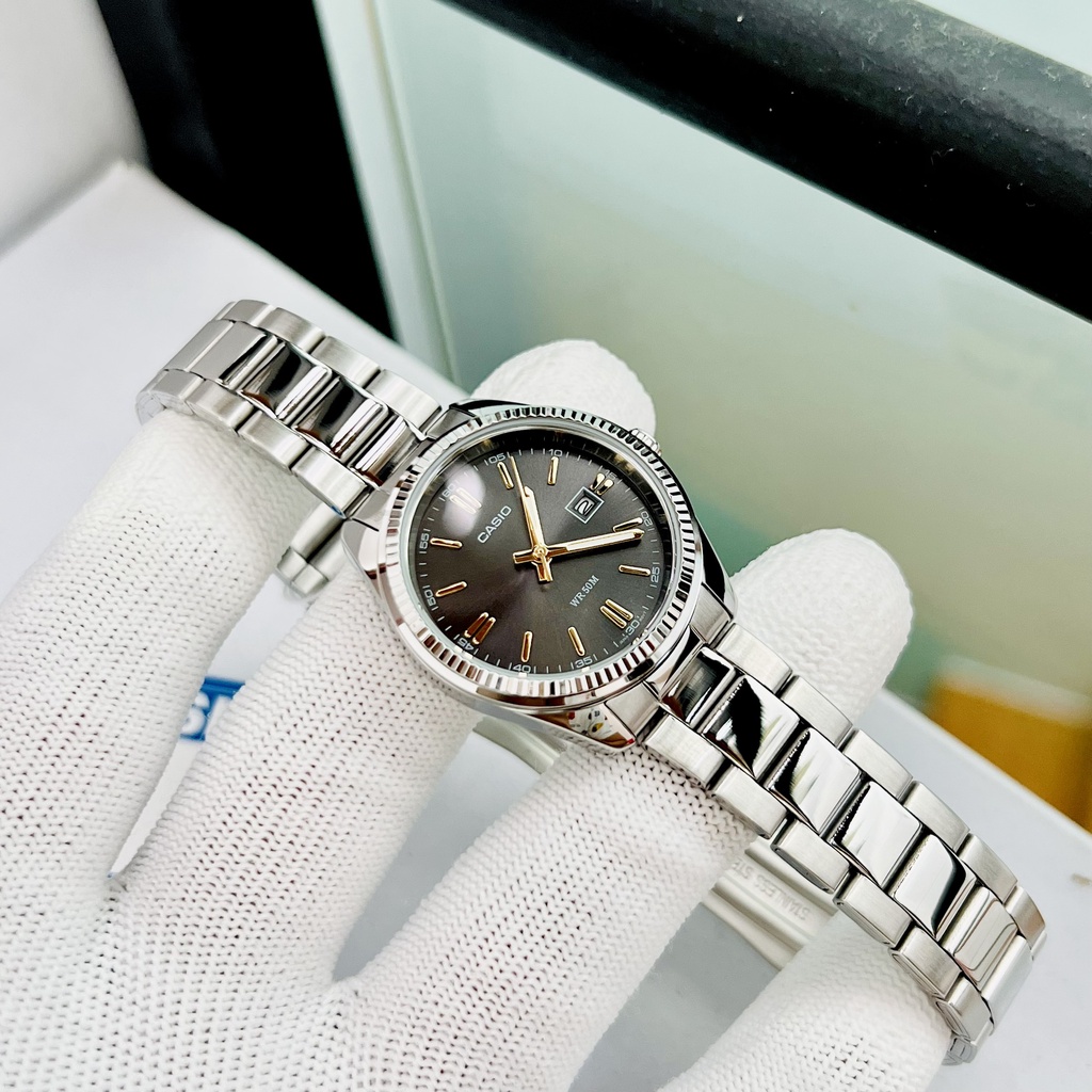 Đồng hồ đôi nam nữ dây thép Casio MTP 1302D 1A2