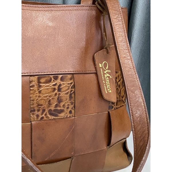 Túi si hiệu MORESCO KAWANO da bò miếng đan cực chất