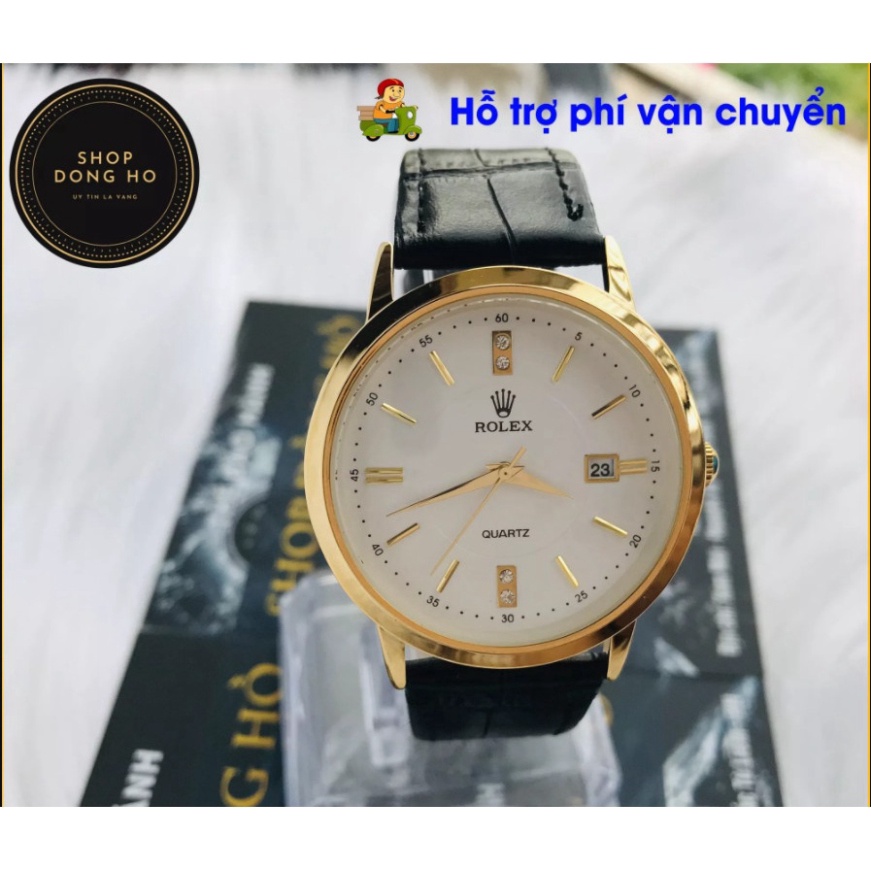 Đồng Hồ Nam , nữ dây da Rolex 075A DÂY DA Mặt TRẮNG Chống Xước, Chống Nước-Giá 1 chiếc