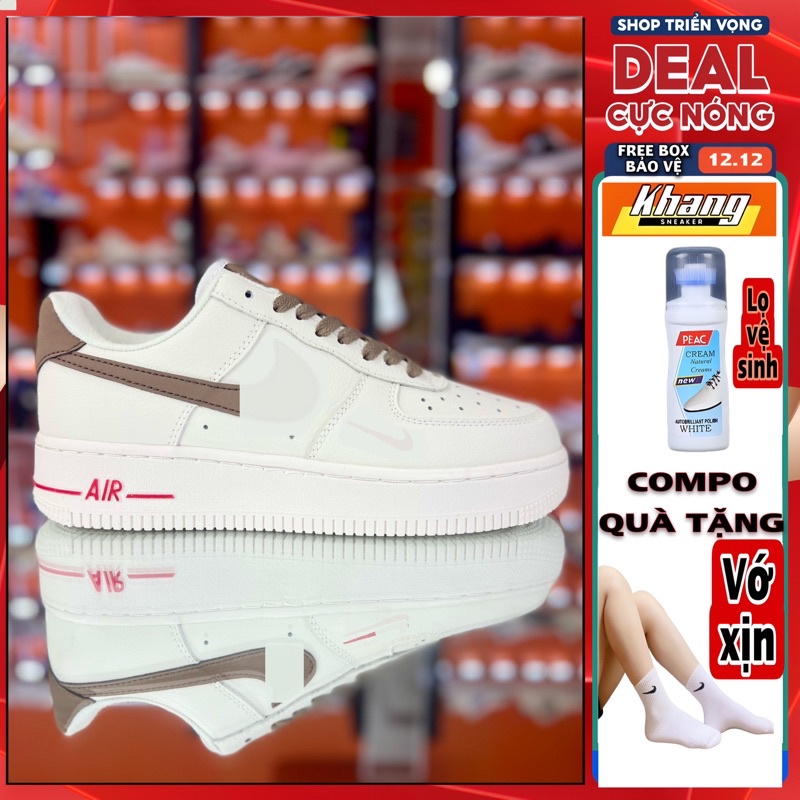 Giày Thể Thao Sneaker Af1 “Nâu Bee” | Kèm Bộ Quà Tặng