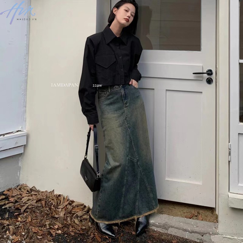 Chân Váy Denim Lưng Cao Dáng Ôm Thời Trang Mùa Hè 2023 Dành Cho Nữ