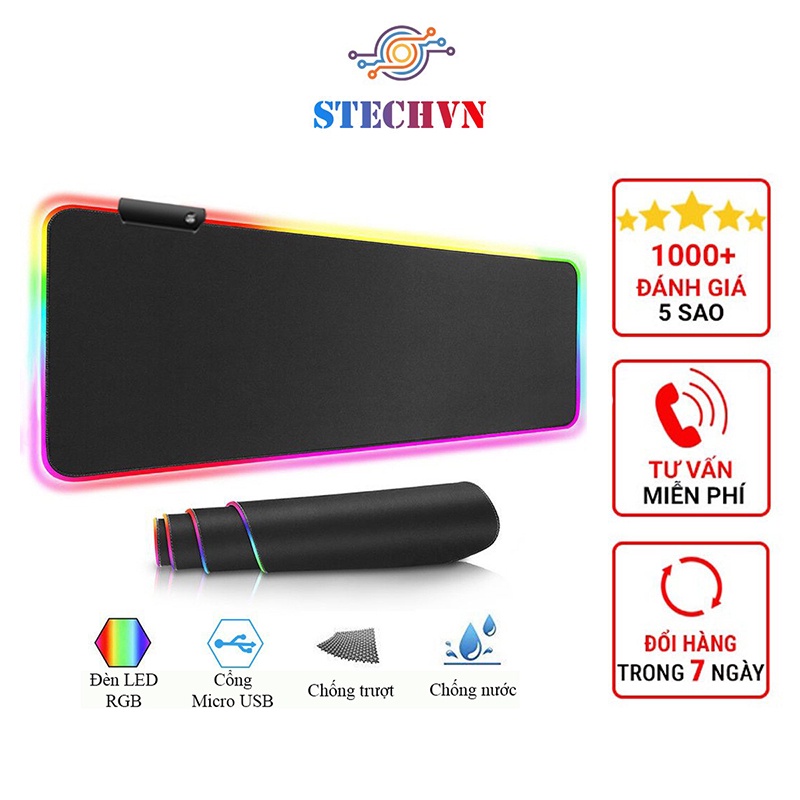 Lót Chuột Cỡ Lớn Có Đèn Led RGB MP-002 Dày 4mm Nhiều Size Chuyên Game Chống Trượt Pad Chuột Bàn Phím Chống Thấm