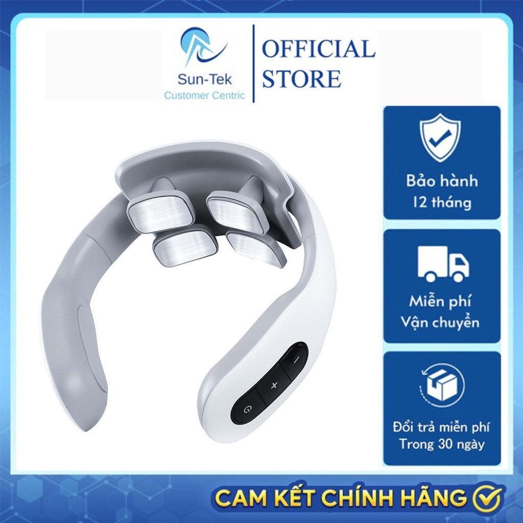 Máy massage cổ xung điện hồng ngoại-Gối massage cổ vai gáy đa năng 6 chế độ xung điện, nhiệt nén nóng massage cổ