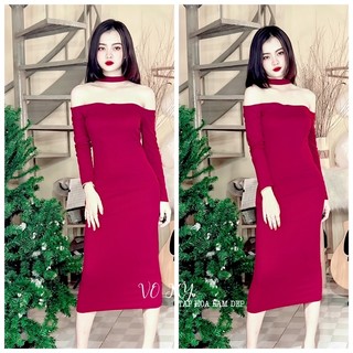 Đầm body tay dài choàng dây
