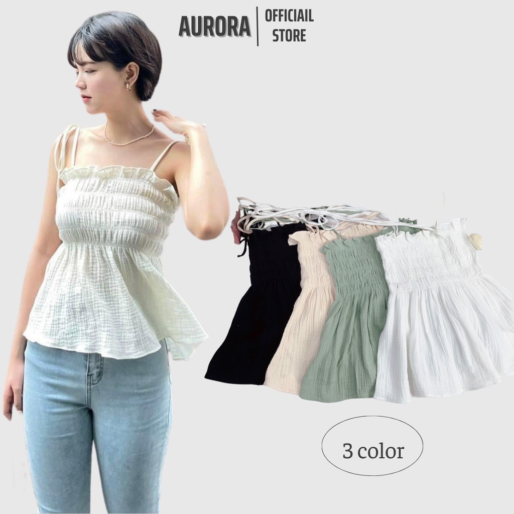 Áo hai dây bo chun ngực siêu xinh thời trang AURORA