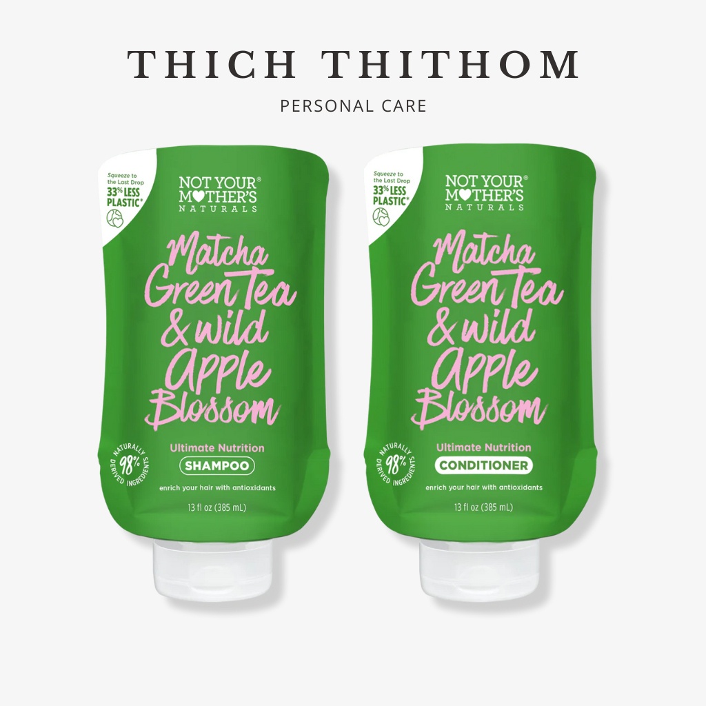 (Bill Mỹ) Combo gội xả nuôi dưỡng tóc và detox da đầu Not Your Mother's Naturals Matcha Green Tea & Wild Apple Blossom