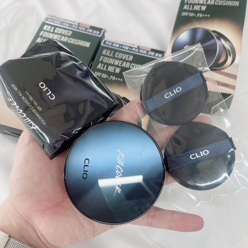 PHẤN NƯỚC CLIO KILL COVER FOUNWEAR CUSHION ALL NEW  tặng kèm lõi và bông phấn nước date 4/24