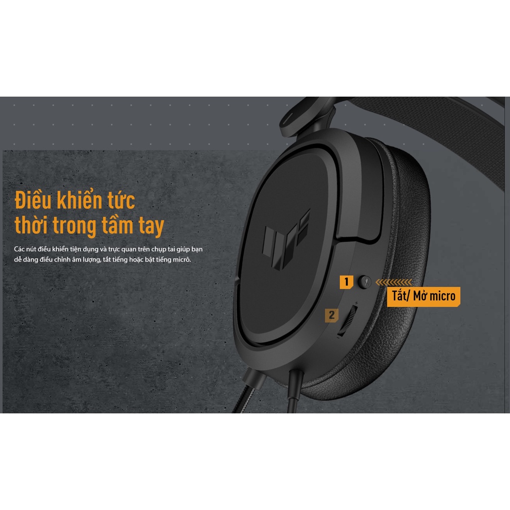 Tai nghe ASUS TUF Gaming H1 - Âm thanh vòm ảo 7.1
