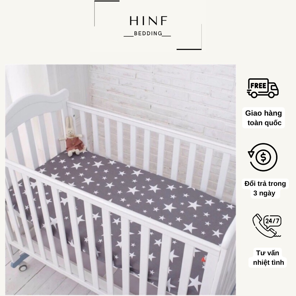 Ga cũi bọc đệm cho bé vải Cotton thoáng mát an toàn cho da không gây bí đủ size( chat chọn thêm mẫu