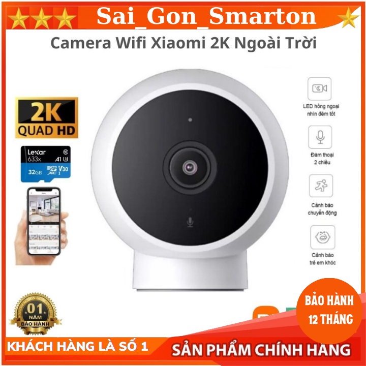 Camera Xiaomi 2K góc rộng, chống nước tuyệt đối, Camera trong nhà, ngoài trời , Bảo hành 12 tháng