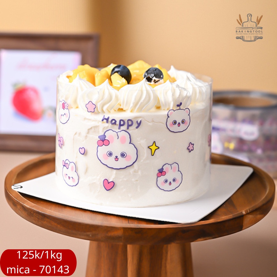 SP070143 - Mica quấn thành bánh loại cứng họa tiết trong THỎ HAPPY (8cm * 50m)