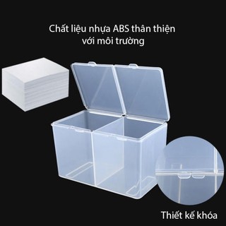  Hộp đựng giấy lau gel 2 ngăn có nắp - hộp nhựa đựng dụng cụ nail chuyên dụng 