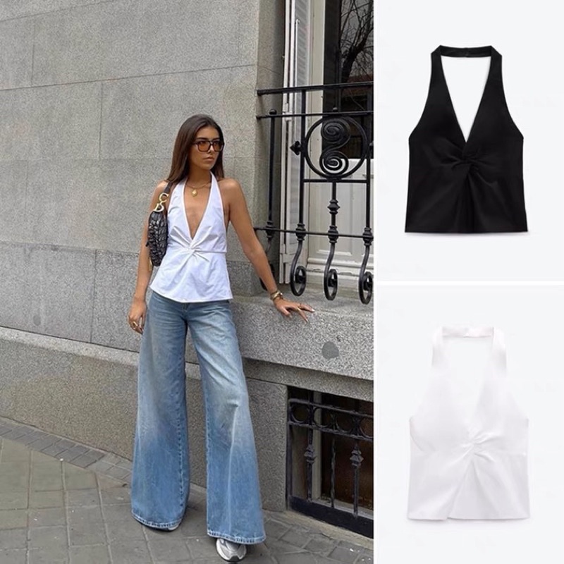 ÁO YẾM XOẮN DÂY NGỰC CỘT DÂY LƯNG ZARA XUẤT XỊN