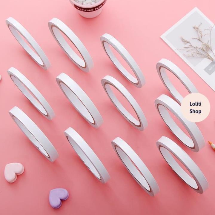 Cuộn băng dính 2 mặt siêu dính dài khoảng 12m rộng 1cm cho văn phòng, đồ thủ công LOLITI DINH561