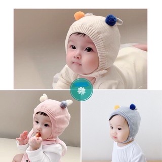 Nón len dệt kim ấm tai bé Len67