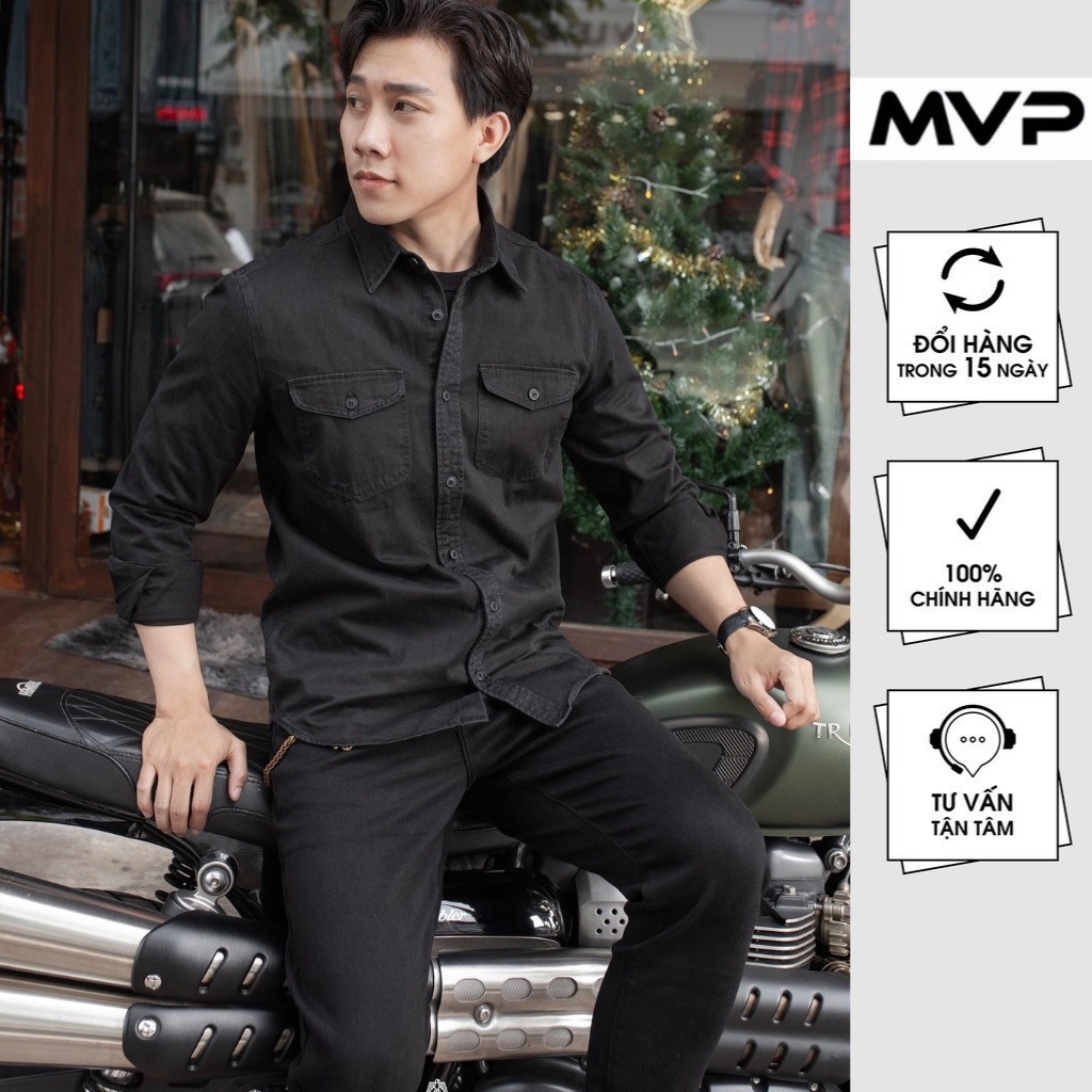 Áo sơ mi tay dài from rộng chất vải kaki MVP cao cấp.