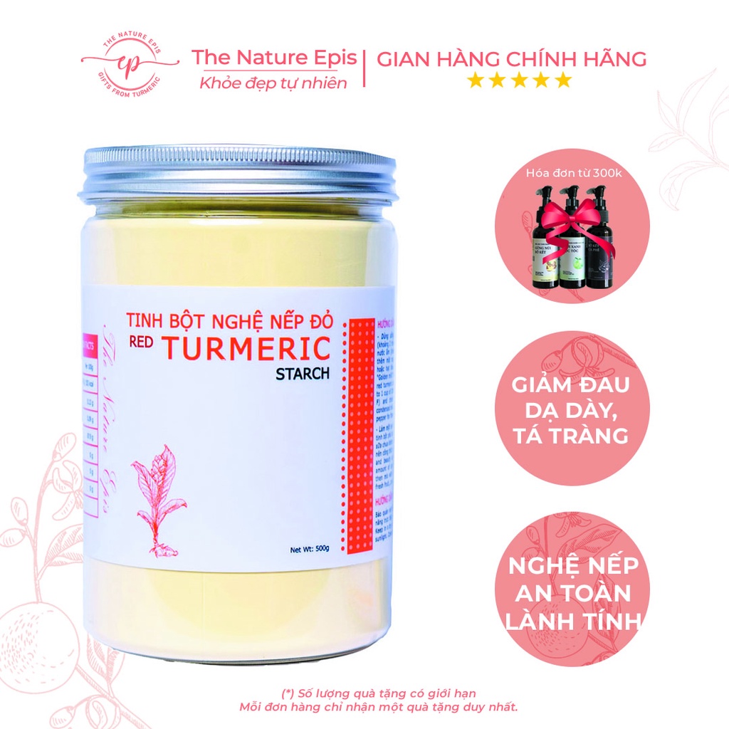 Tinh Bột Nghệ Nếp Đỏ Nguyên Chất Epis - Giảm Đau Dạ Dày, Tá Tràng Hũ Tiết Kiệm 500g