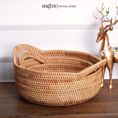 Khay mây guột ONGTRE đựng trái cây, bánh, trà, khay decor phòng khách, bàn ăn, khách sạn, homestay [Bán buôn/Sỉ]