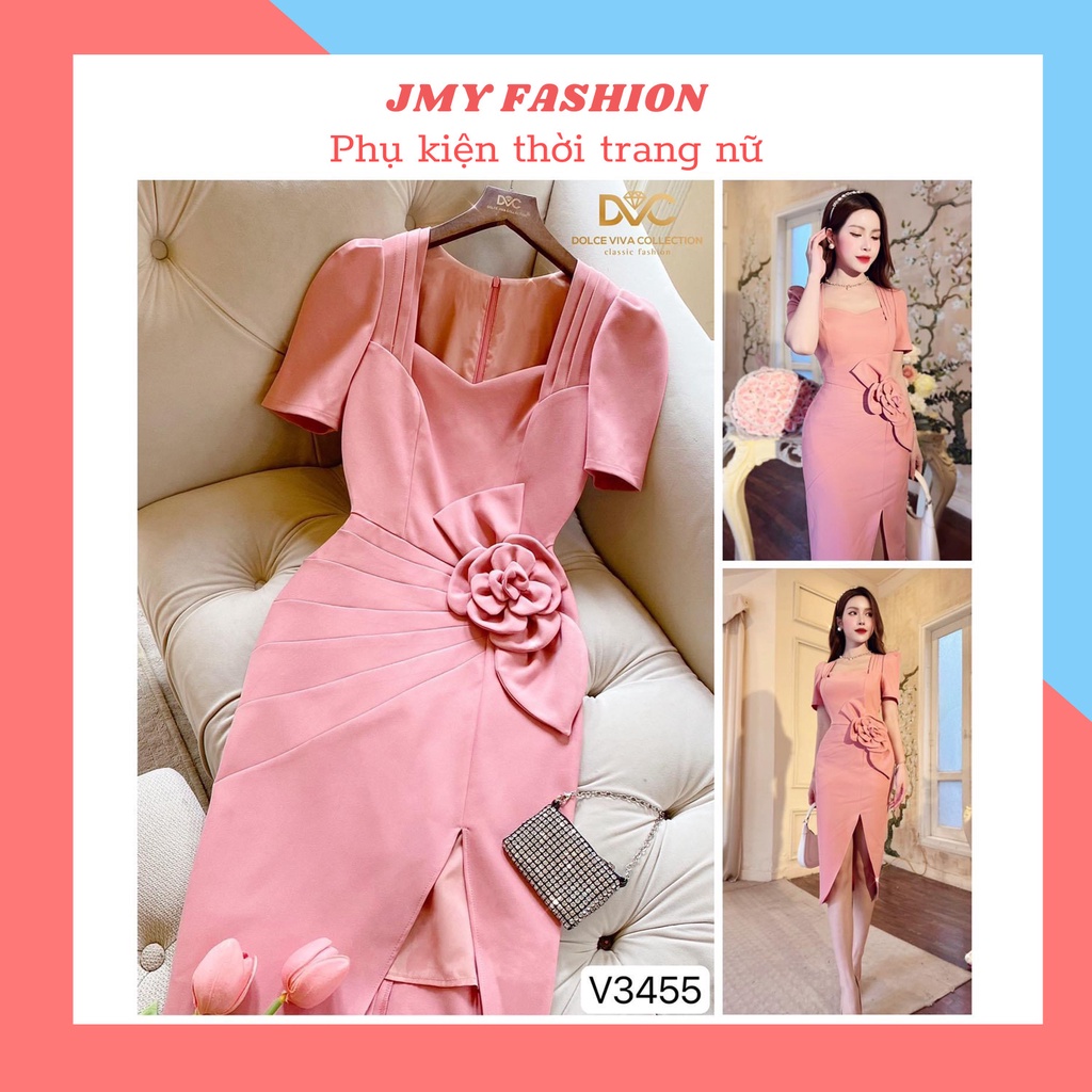 váy đầm hồng body xẻ hông sexy