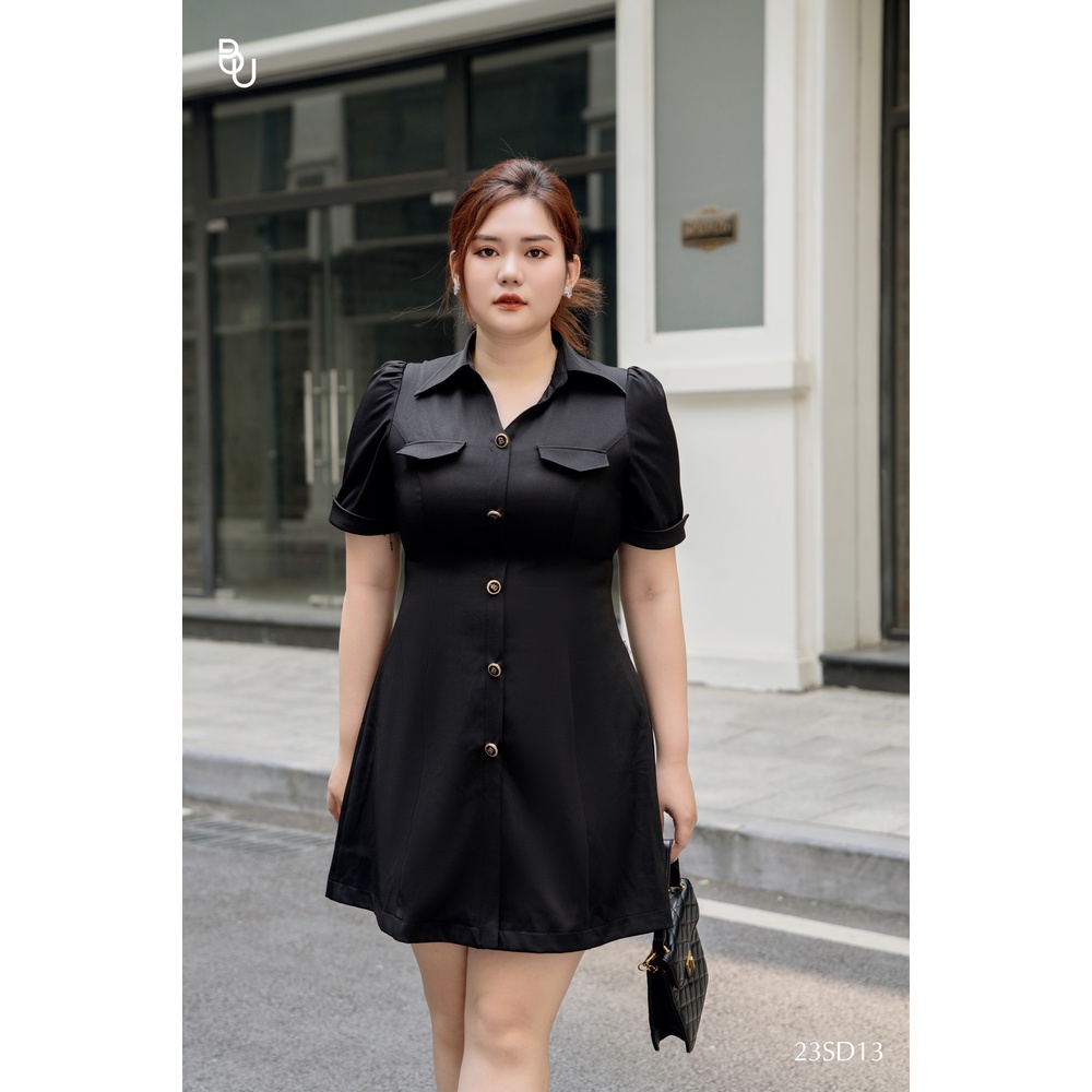 Đầm cổ đức nắp túi ngực bổ mảnh BIGSIZE  - 23SD13 -