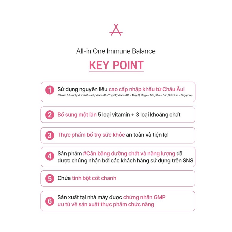 Gói uống bổ sung Vitamin và khoáng chất All in one Immune Be'Balance 1 hộp/ 15 gói