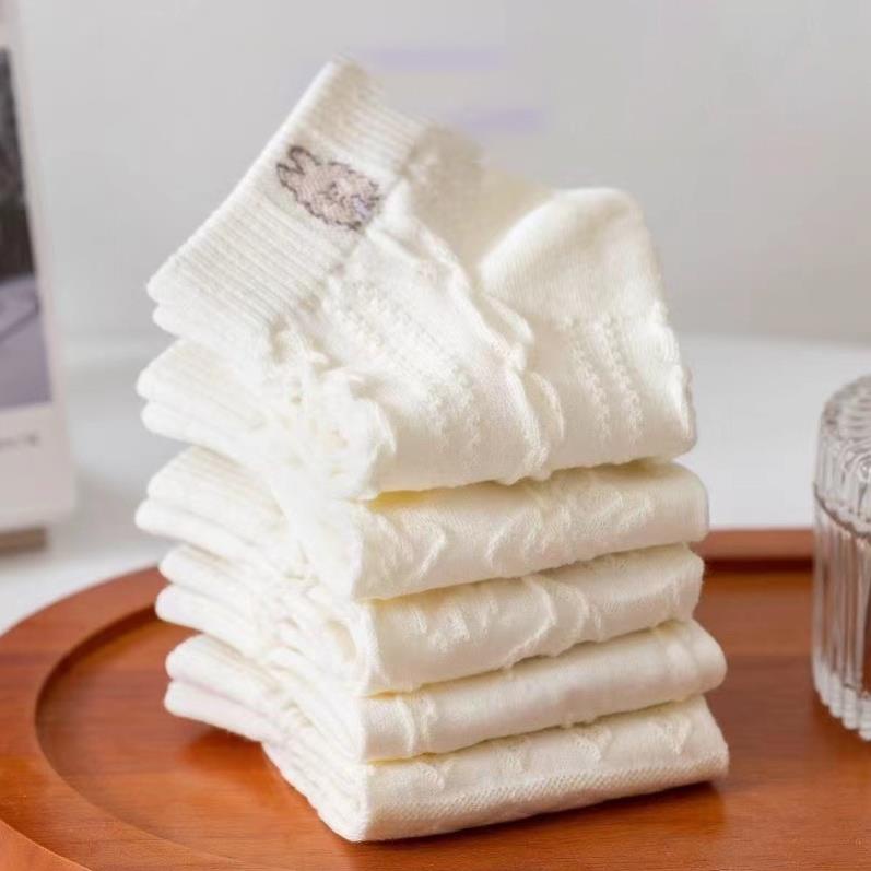 Set 5 đôi tất vớ cổ ngắn mỏng thoáng khí hoạ tiết hoạt hình