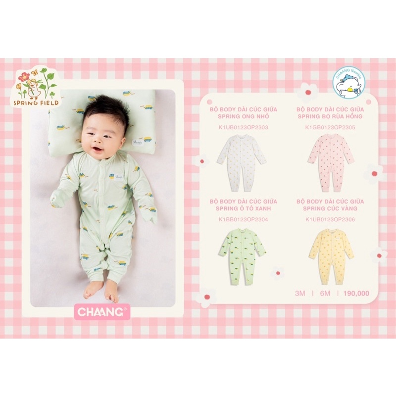 Chaang bộ body dài tay cúc giữa cho bé sơ sinh Spring SS2023D03