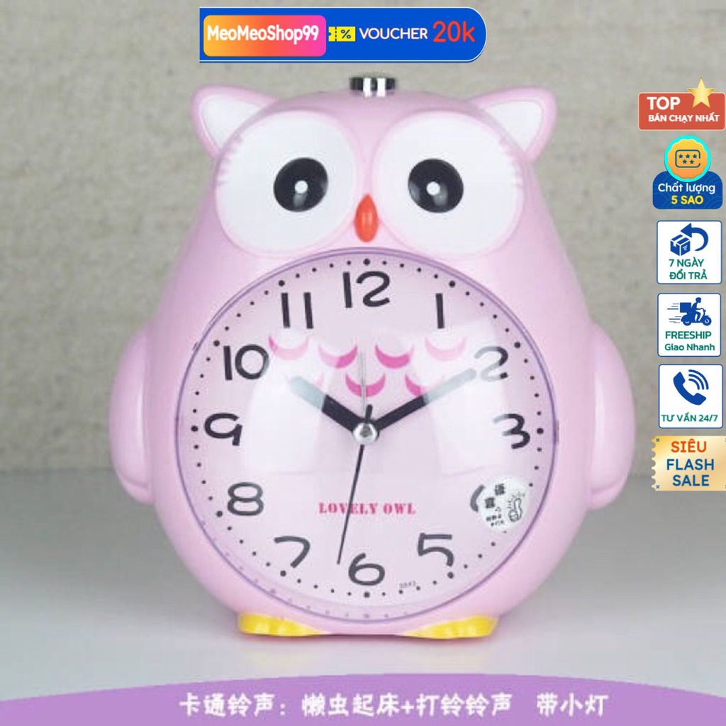  Đồng hồ cú mèo hình thú đáng yêu kèm chuông báo thức