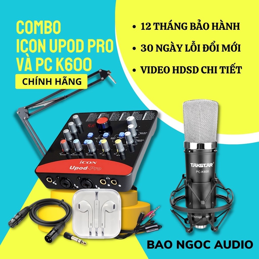 Mic Livestream | Micro thu âm Sound Card ICON UPOD PRO & Mic TAKSTAR PC K600 Hát Livestream Chuyên Nghiệp, Giá Rẻ