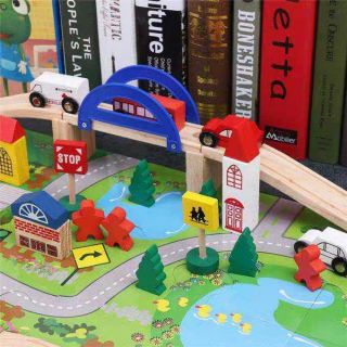 Đồ chơi gỗ thông minh cho bé trai, lắp ghép mô hình giao thông thành phố cho trẻ em
