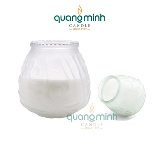 Hũ nến thơm búp sen Miss Candle Jar NQM1984 Màu Trắng hương hoa nhài 190gr cháy 45h trang trí ban thờ khử mùi sáp cọ
