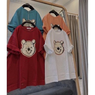 Áo Phông Cotton Khô 3158 Form Rộng Nam Nữ Unisex In Hình Mặt Gấu M2