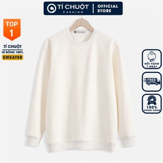 Áo sweater basic nam nữ form rộng, áo tay dài trơn unisex, áo sweater trơn nỉ bông dày mềm mịn - Tí Chuột Studio