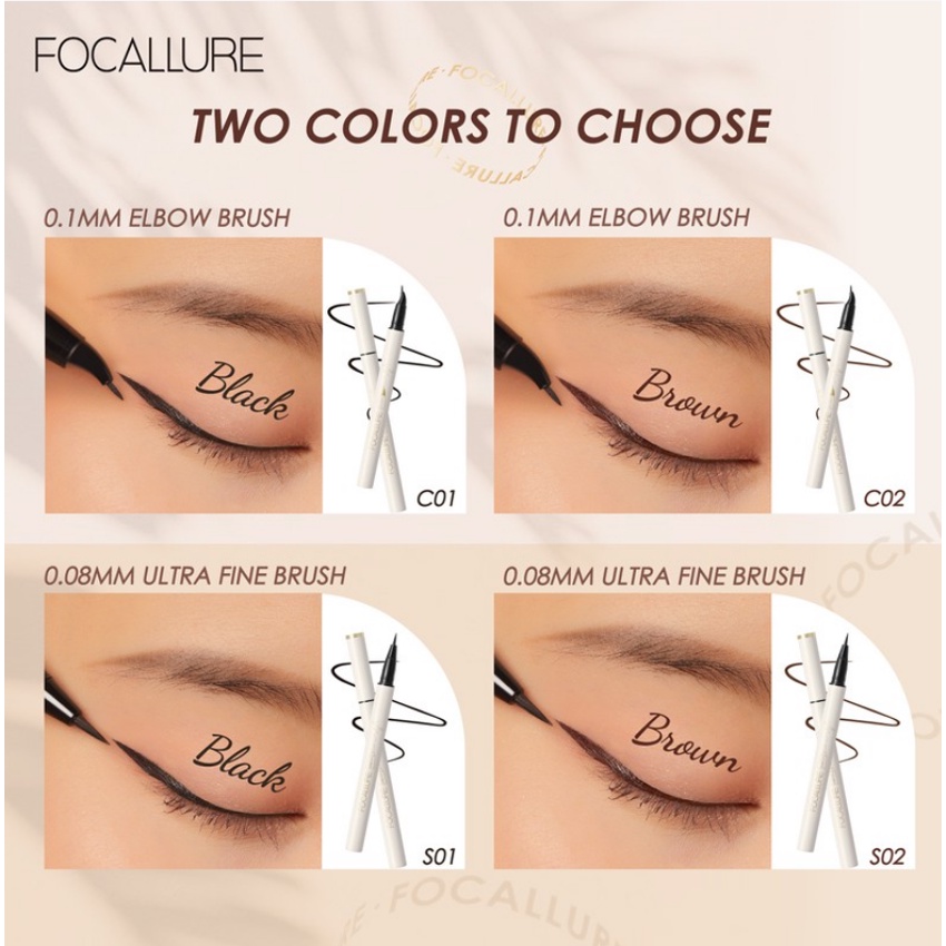 Bút kẻ mắt FOCALLURE dạng lỏng chống thấm nước nhanh khô 0.6g