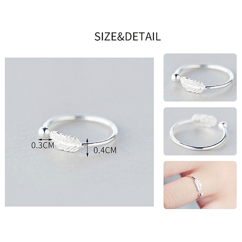 Nhẫn Bạc 925 Hình Lông Vũ Dễ Thương Thời Trang Cho Nữ