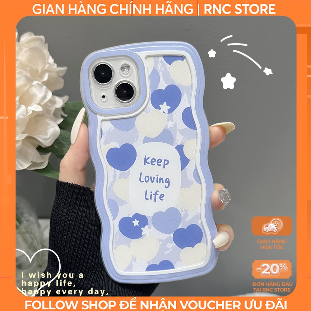 Ốp lưng Iphone XS/11 Pro/12 Pro/14 Pro Max/13/...trong cạnh gợn sóng hình Keep Simple