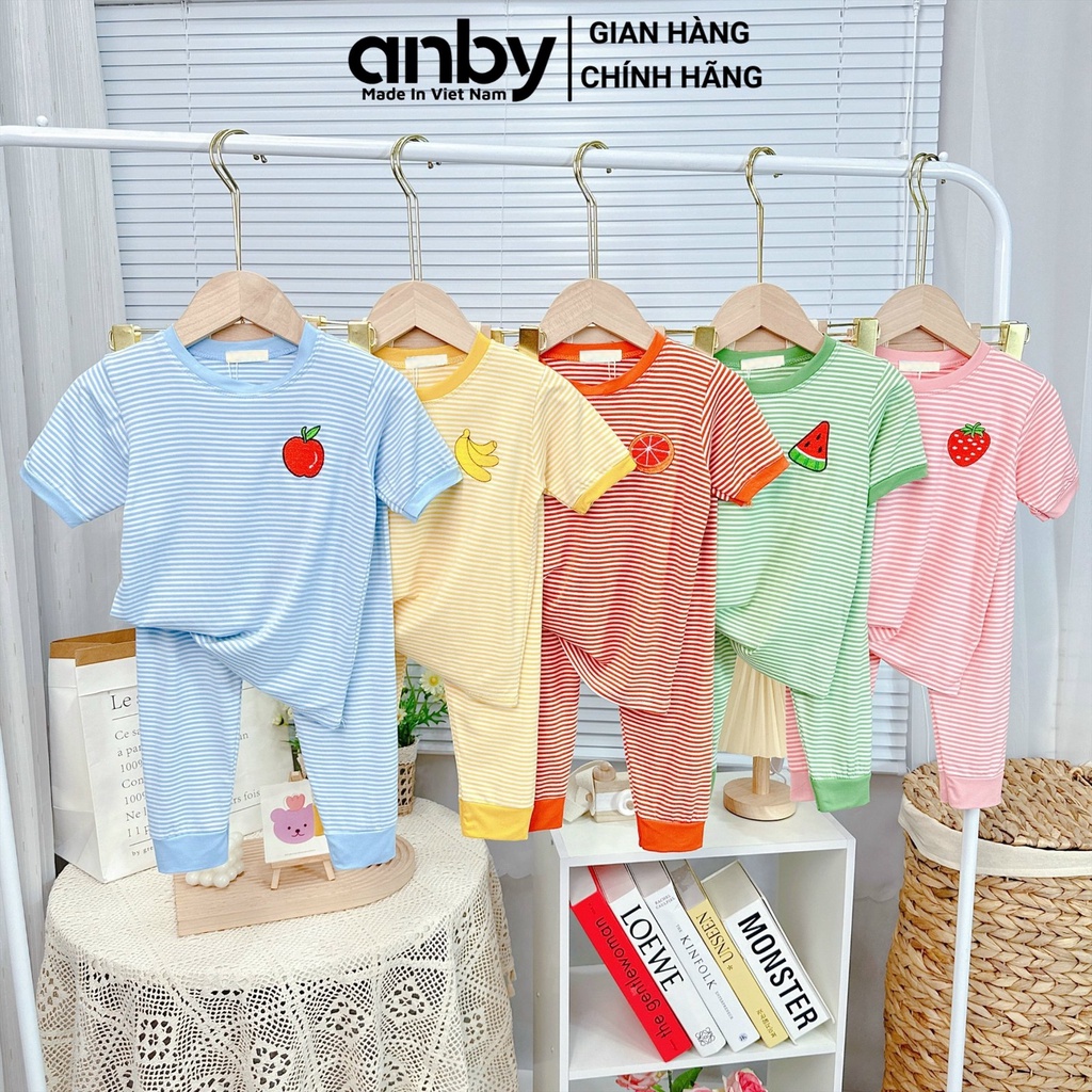 Bộ quần áo cộc tay trẻ em họa tiết hoa quả ANBY cho bé trai và gái từ 0-5 tuổi