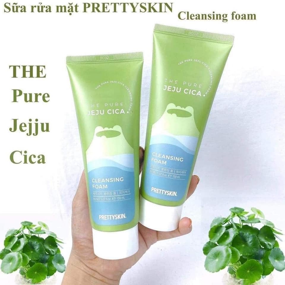 Sữa Rửa Mặt Làm Sạch Sâu, Dịu Nhẹ Rau Má JEJU CICA Prettyskin 150ml