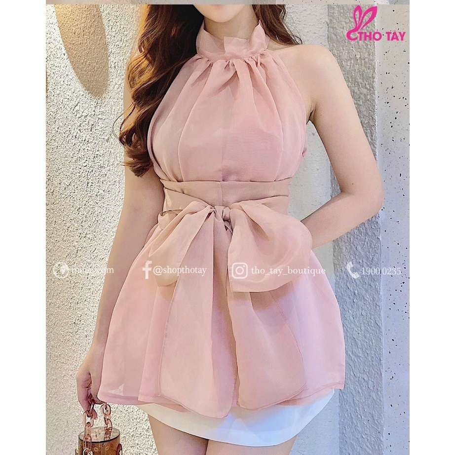 Áo kiểu voan kiến sát nách,Áo Kiểu cổ yếm cực xinh,LY STORE