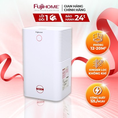 Máy hút ẩm công nghệ Block FUJIHOME DH12 Công suất 12lít/ ngày - Độ ồn cực thấp - Đèn led hiển thị