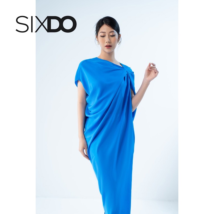 Đầm lụa midi xẻ tà sườn thời trang SIXDO