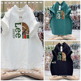 Áo thun phông nam nữ tay lỡ form rộng chất cotton khô in chữ lee